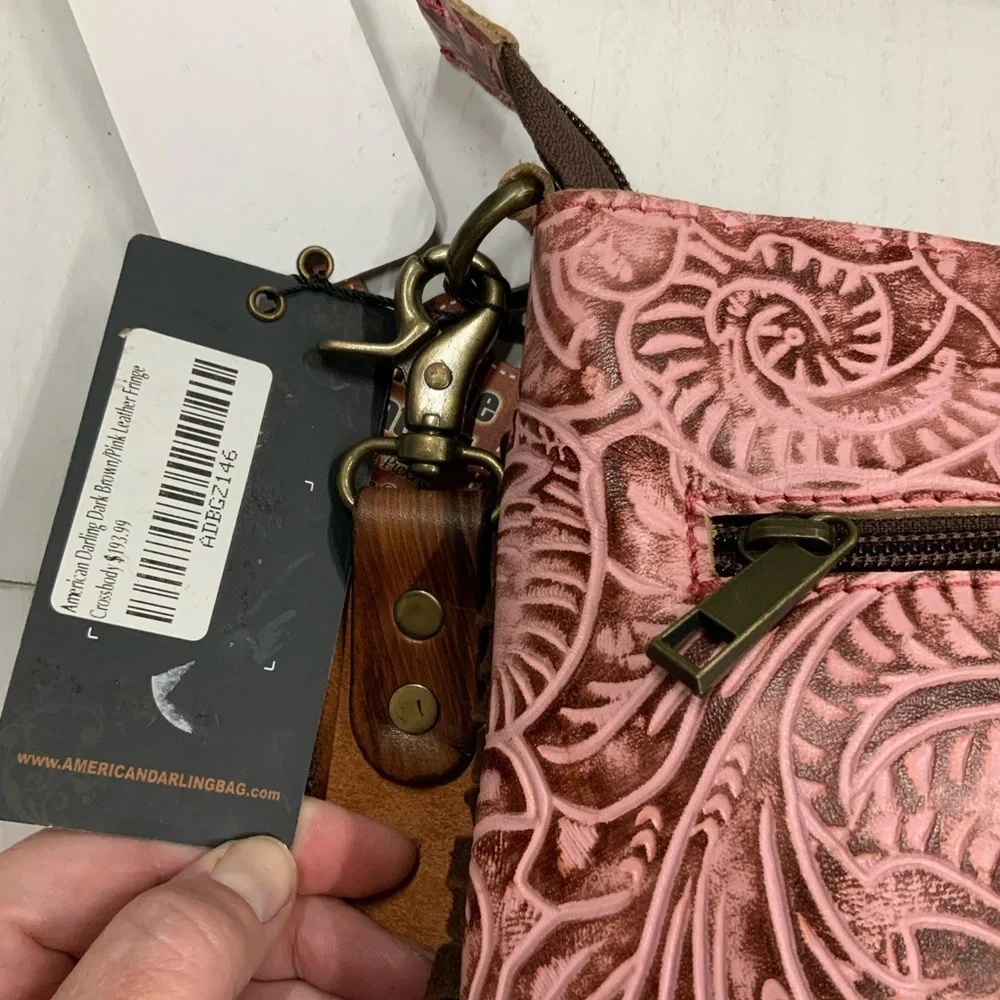 NWT American Darling Messenger‎ Hand Tooled Leather Womens Bag Western Purse